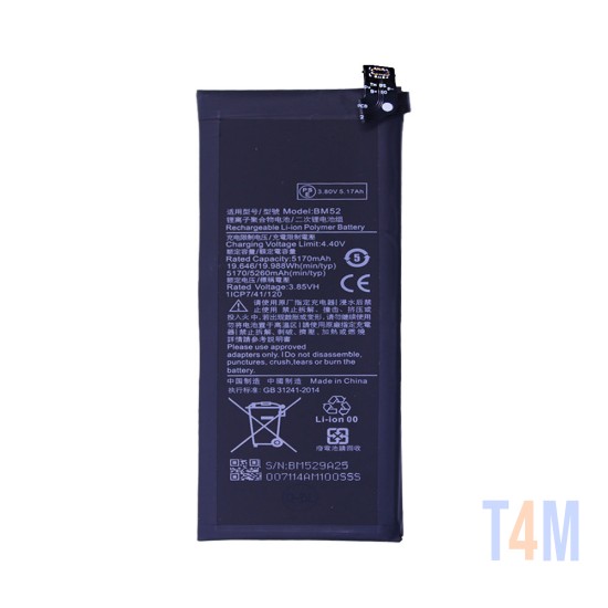 Bateria BM52 para Xiaomi Mi Note 10/Mi Note 10 Lite/Mi Note 10 Pro 5260mAh